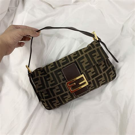 fendi baguette zucca bag|vintage Fendi zucca crossbody bag.